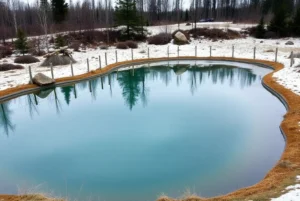 Dirbtinis tvenkinys, EPDM danga, apsuptas šiaurietiško klimato kraštovaizdžio